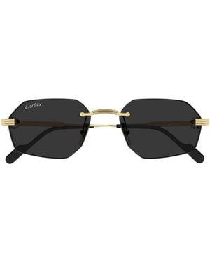 Cartier Rimless Irregular Sunglasses - Black