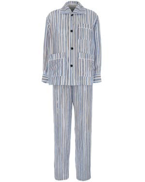 Bottega Veneta Pijama Set With All-Over Striped Motif - Blue