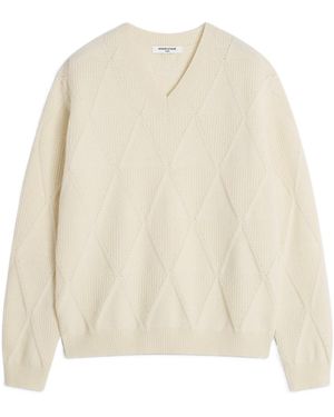 Maison Kitsuné Textured Wool Argyle Jumper - Natural