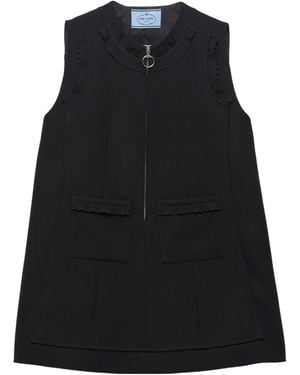 Prada Embroidered Natté-Fabric Mini Dress - Black
