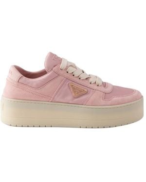 Prada Downtown Bold Re-Nylon And Suede Sneakers - Pink