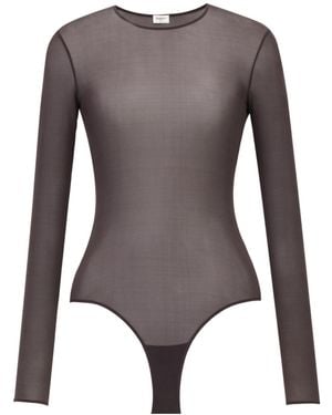 Saint Laurent Crewneck Bodysuit - Brown