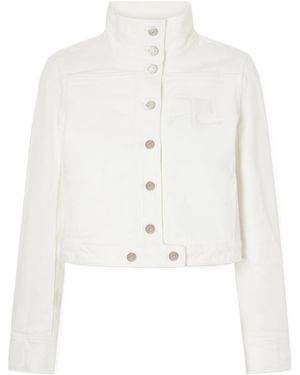 Courreges Cropped Logo-Embroidered Denim Jacket - White