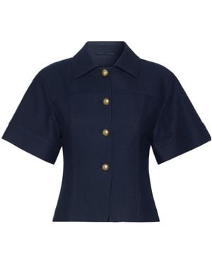 Max Mara Cotton Slim-Fit Jacket - Blue
