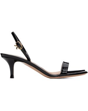 Gianvito Rossi Ribbon Kitten High Heel Sandals - Metallic