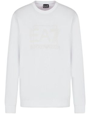 EA7 Logo-Print Cotton Sweatshirt - White