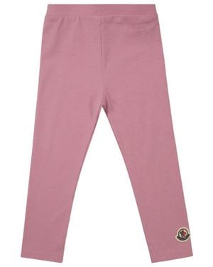 Moncler Logo-Patch Stretch-Cotton Leggings - Red