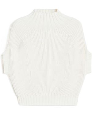 Sportmax Balloon Mock-Neck Knitted Top - White