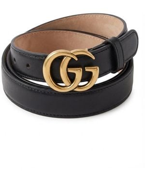 Gucci Gg Marmont Thin Belt - Grey