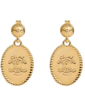 Celine Triomphe Medal Earrings - Metallic