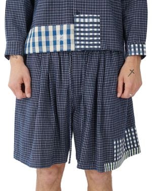 STORY mfg. Bridge Shorts Picnic Handloom - Blue