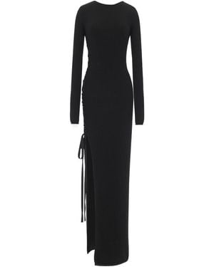 Saint Laurent Lace-Up Long-Sleeved Dress - Black