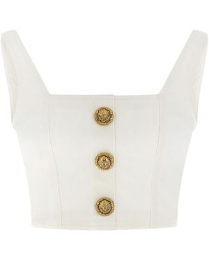 Balmain Button Top - White