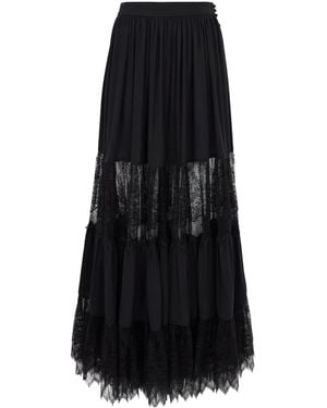 Chloé Tiered Lace-Trimmed Maxi Skirt - Black
