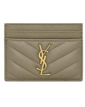 Saint Laurent Cassandre Matelassé Card Case - Grey