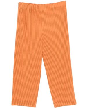 Homme Plissé Issey Miyake Plissé-Effect Cropped Trousers - Orange