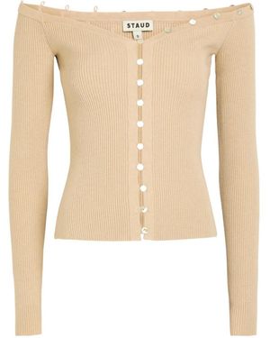 STAUD Off-The-Shoulder Wool And Cotton-Blend Top - Natural
