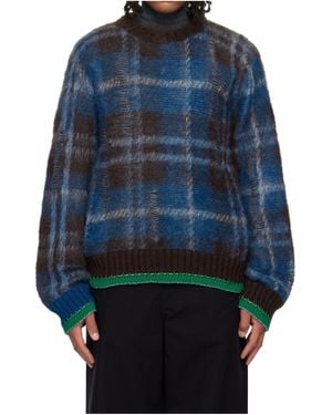 Sacai Plaid Mohair Sweater - Blue