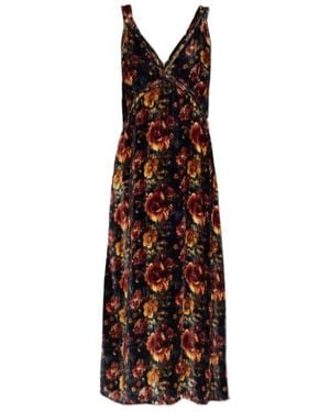 R13 V-Neck Floral-Print Midi Dress - Purple