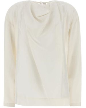 Carven Draped Long-Sleeve Top - White
