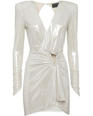 Philipp Plein Skull-Detail Draped Mini Dress - White