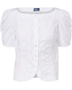Polo Ralph Lauren Broderie Anglaise Cotton Top - White