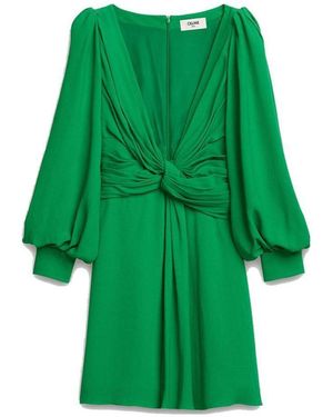 Celine V-Tie Long-Sleeved Dress - Green