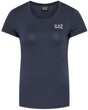 EA7 T-Shirt With Round Neck And Short Sleeves - Blue