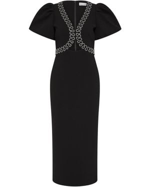 Rebecca Vallance Nyx Puff-Sleeve Midi Dress - Black