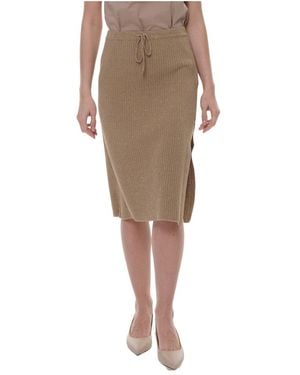Marella Knitted Midi Skirt - Natural
