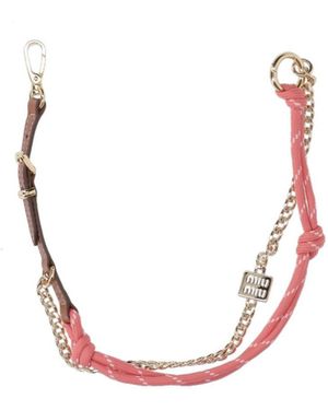 Miu Miu Logo-Engraved Chain-Linked Keyring - Pink