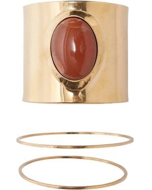 Ermanno Scervino Rigid Band Bracelet With Semi-Precious Brick-Colored Hard Stone Cabouchon - White