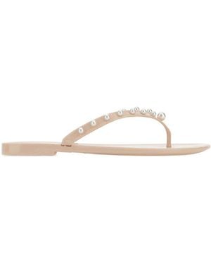 Stuart Weitzman Logo Slippers - White