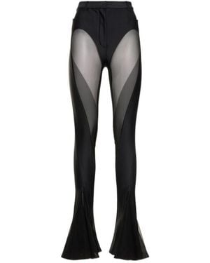 Mugler Flared Tulle Jersey High Waist Pants - Black