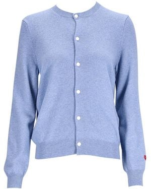 Comme des Garçons Comme Des Garçons Play Heart Patch Buttoned Cardigan - Blue