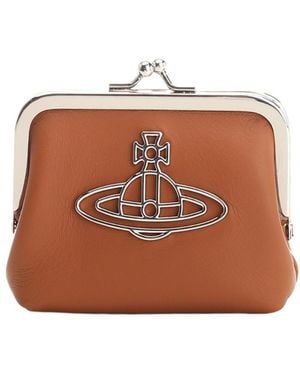 Vivienne Westwood Orb-Plaque Leather Coin Purse - Brown