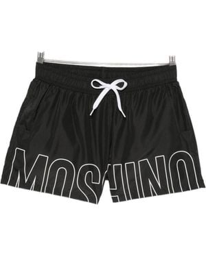 Moschino Logo-Print Drawstring Swim Trunks - Black