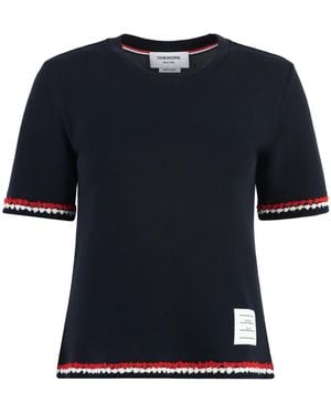 Thom Browne Rwb-Stripe Crewneck T-Shirt - Blue