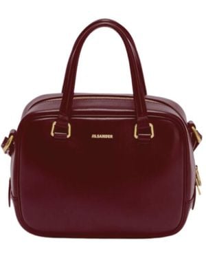 Jil Sander Vision Small Small-Sized Leather Crossbody Bag With Embossed Logo - Red