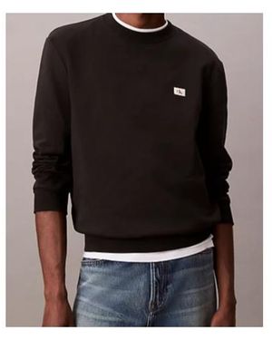 Calvin Klein Logo Patch Crewneck Jumper - Black
