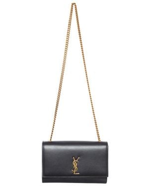 Saint Laurent Kate Logo Plaque Shoulder Bag - White