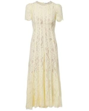 Self-Portrait Embellished Lace Midi Dress - Natural