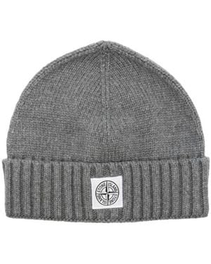 Stone Island N04Z4 Logo-Patch Beanie - Gray