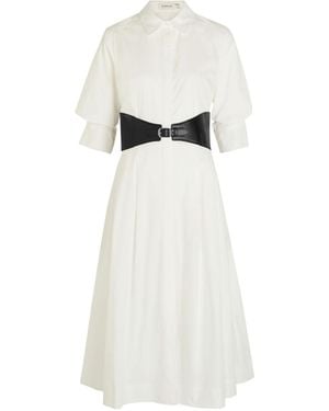 Jonathan Simkhai Olson Belted Cotton-Blend Poplin Midi Shirt Dress - White