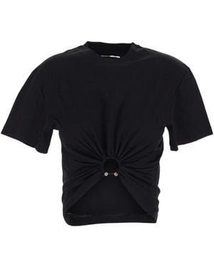 Rabanne Ring Detailed Cropped T-Shirt - Black