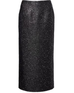 Carolina Herrera Sequined And Thread Tweed Pencil Skirt - Black