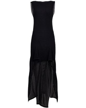 Alaïa Alaïa Knitted Short Ruffled Dress - Black