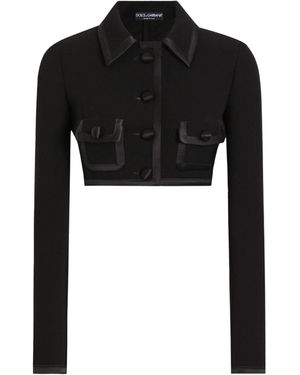 Dolce & Gabbana Button-Up Cropped Jacket - Black