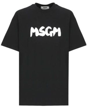 MSGM Logo-Printed Crewneck T-Shirt - Black