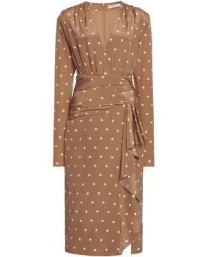 Alessandra Rich Polka Dot Dress With Volant - Brown
